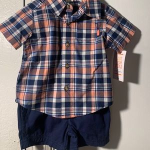 Carter’s 2-Piece Plaid Button Shirt & Short Set